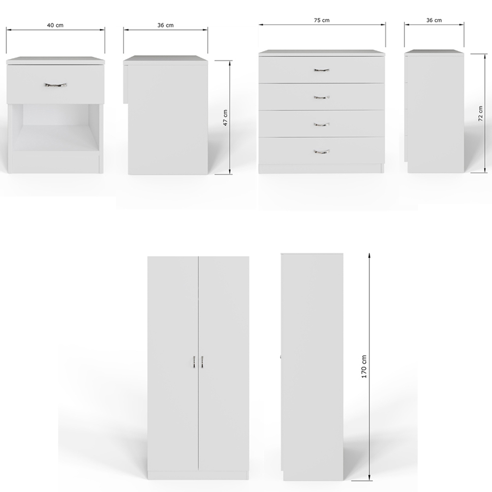 FWStyle Promo White 3 Piece Modern Bedroom Furniture Set Image 5