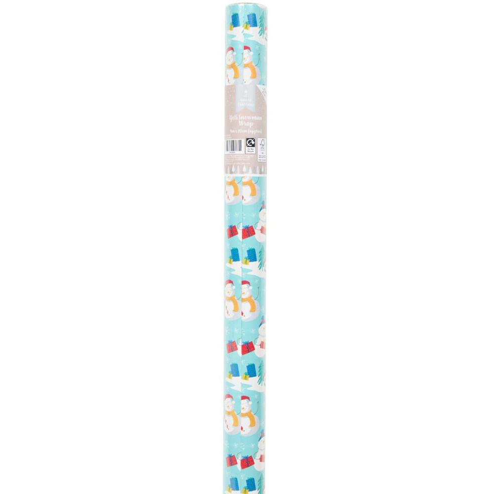 Yeti Snowman Gift Wrap Blue Image 3