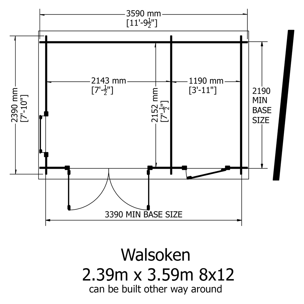 Shire Walsoken 8 x 12ft Double Door Log Cabin Image 6