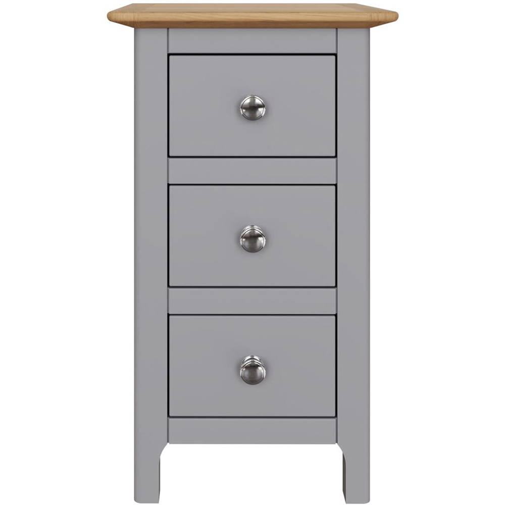 FWStyle Taberno Slim 3 Drawer Grey Oak Assembled Bedside Table Image 3
