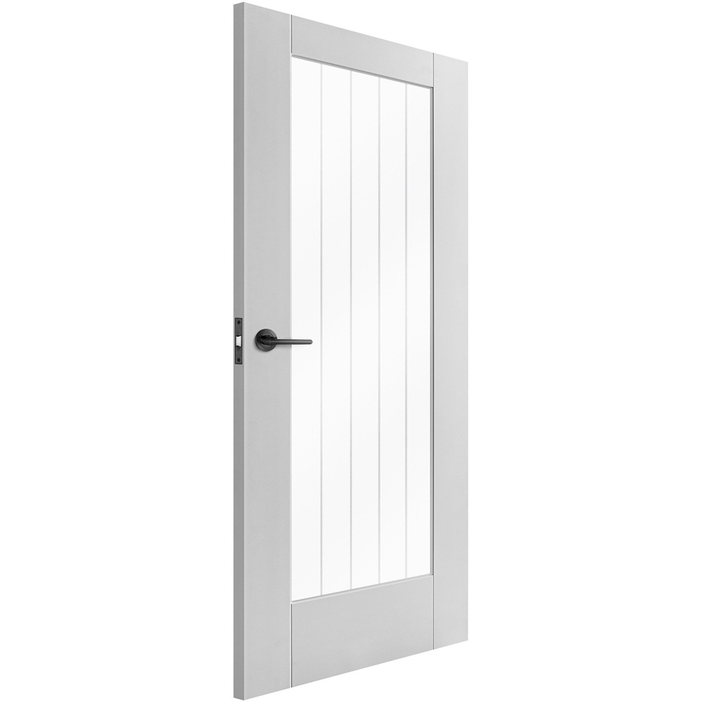 White Primed 1 Light Obscure Lined Clear Glass Cottage Internal Door 1981 x 838 x 35mm Image 2
