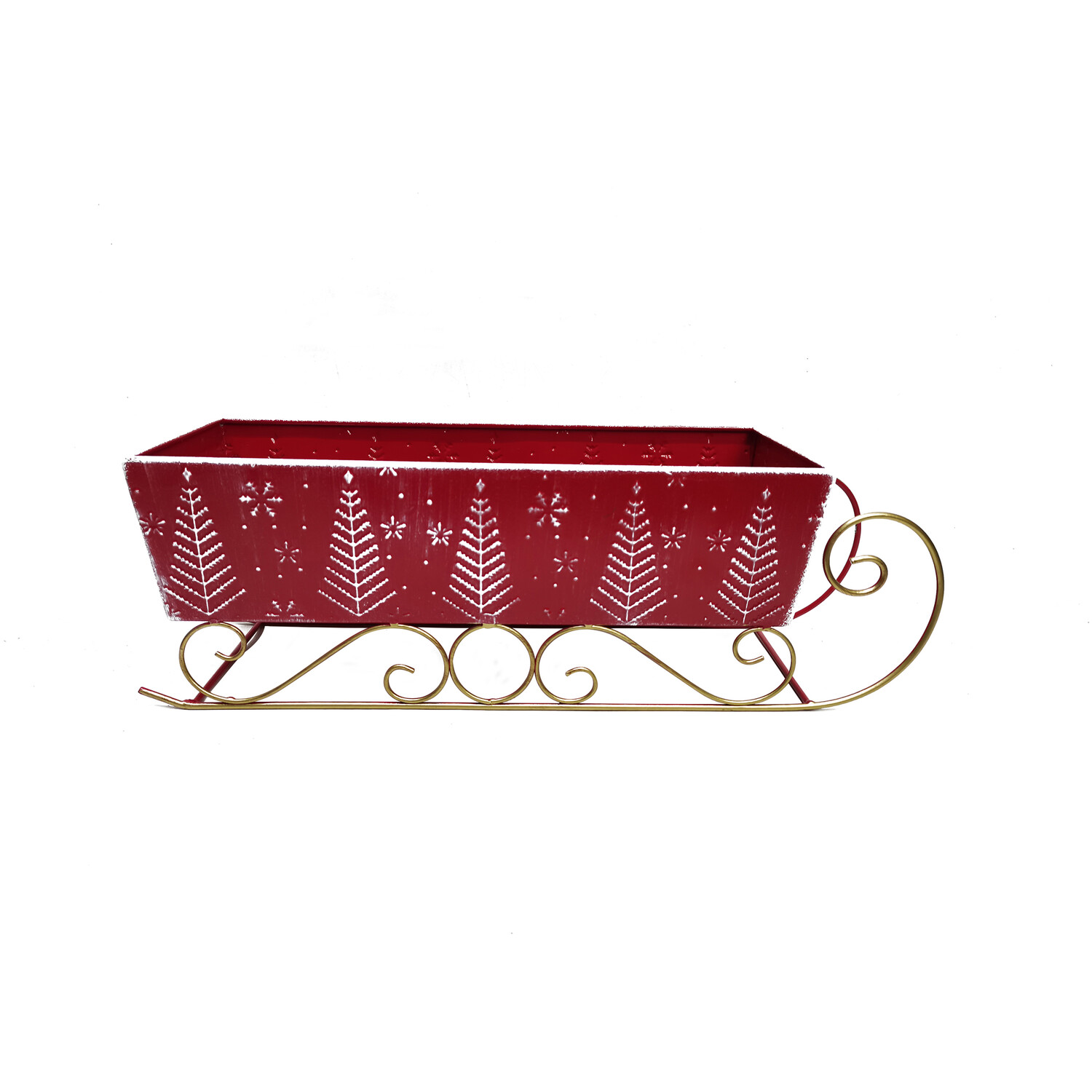 Rustic Sleigh Decoration Red or White Image 1