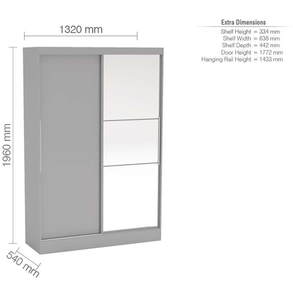 Lynx 2 Door Grey Mirror Sliding Wardrobe Image 4
