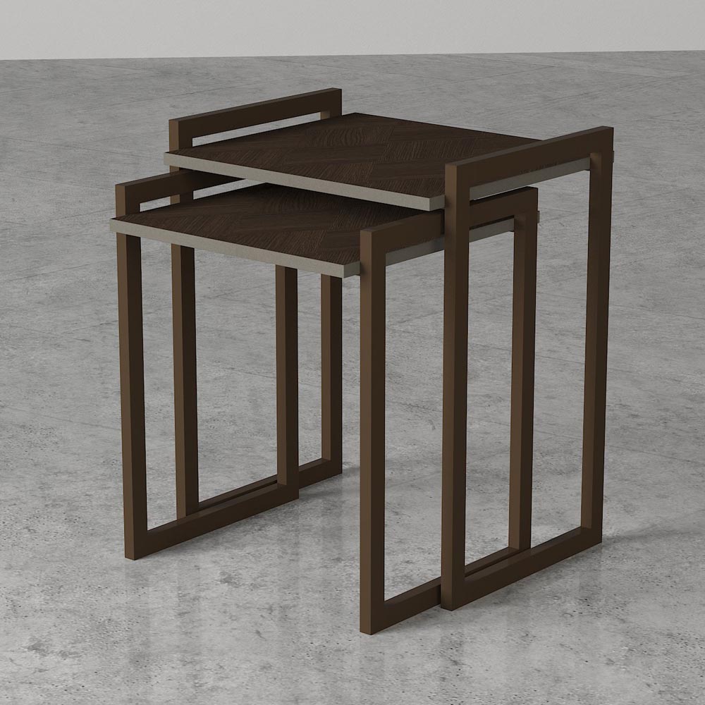 Decorotika Linea Vintage Metal Nest of Tables Set of 2 Image 4