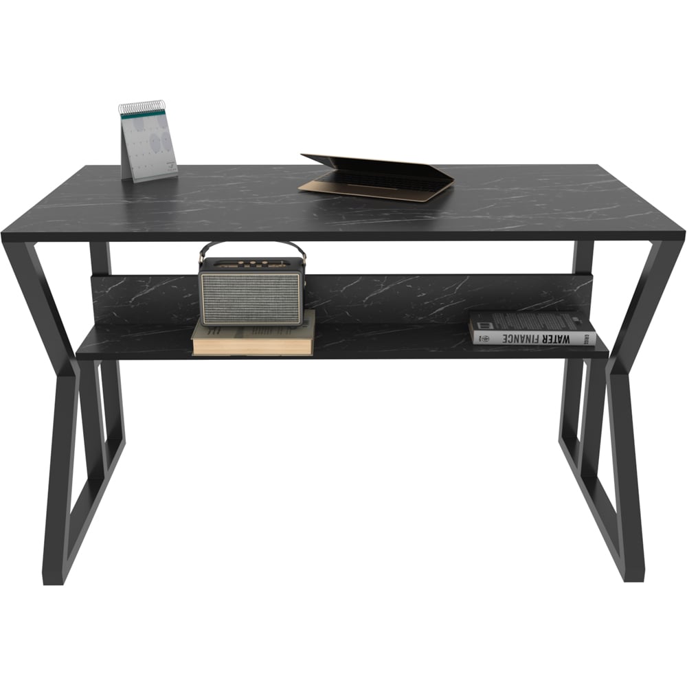 Decorotika Wake Single Shelf Computer Desk Black Marble Effect Image 2