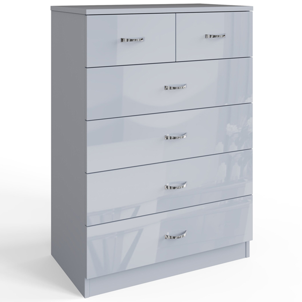 FWStyle Chilton 6 Drawer Grey Gloss Chest of Drawers Image 2