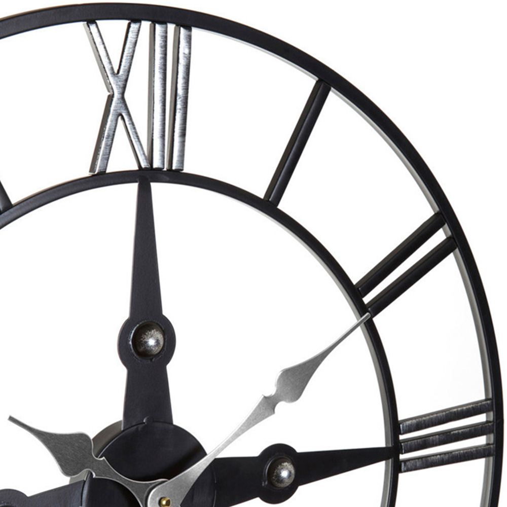 Premier Housewares Vitus Black Metal Round Wall Clock 59cm Image 3