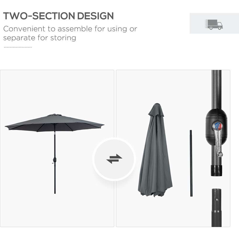 Outsunny Dark Grey Crank and Tilt Parasol 3m Image 6