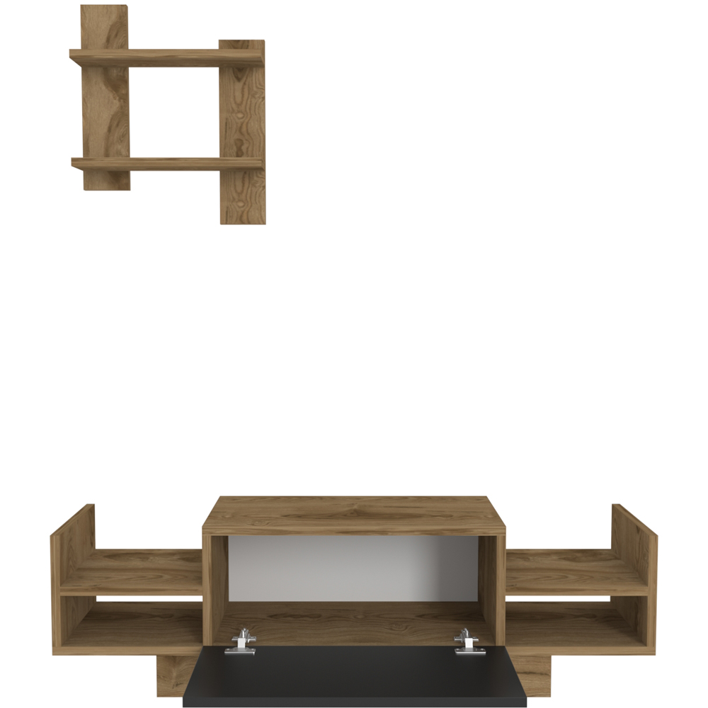 Decorotika Spring Oud and Black TV Unit with Wall Shelf Image 7