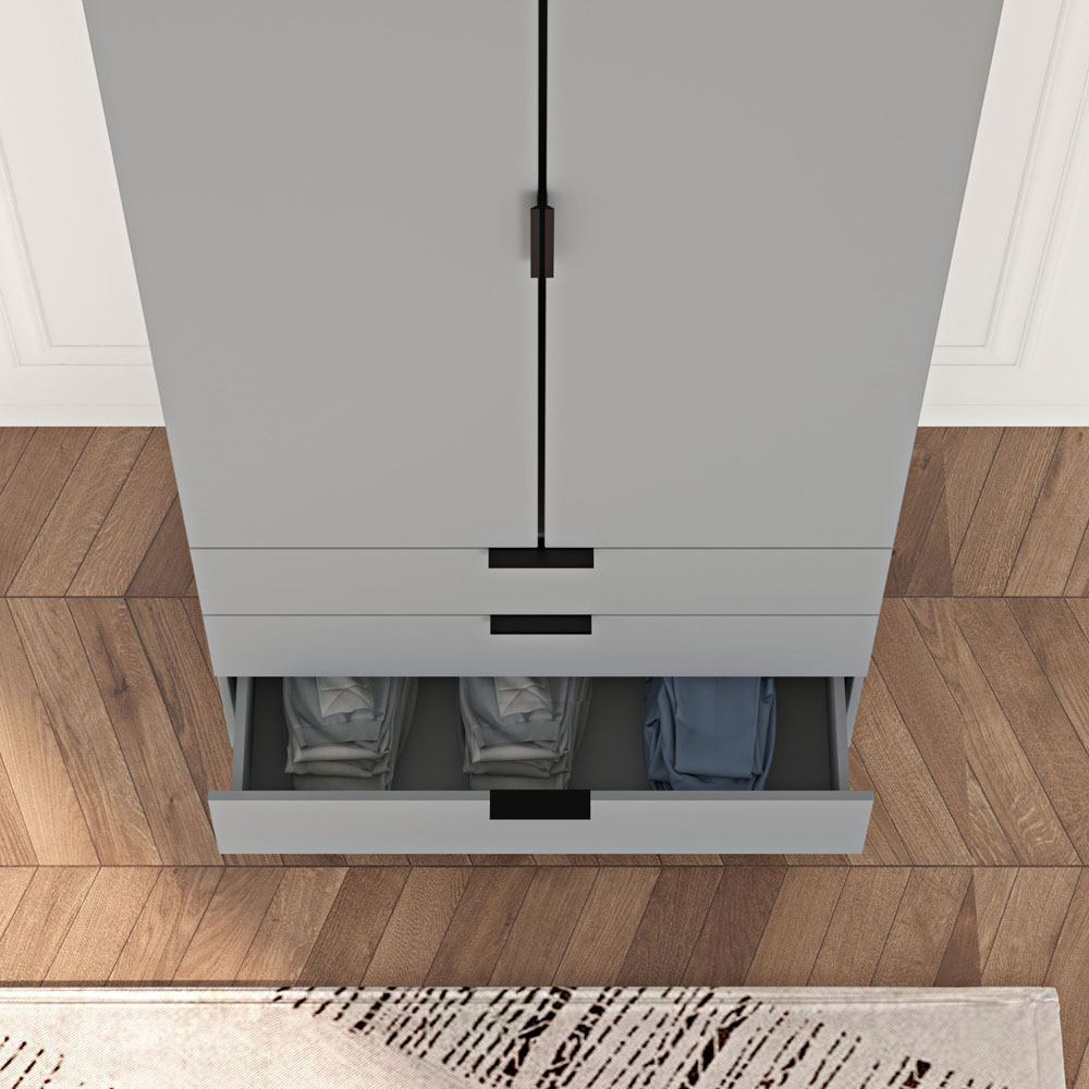 Home Source Phoenix 2 Door 3 Drawer Grey Wardrobe Image 3