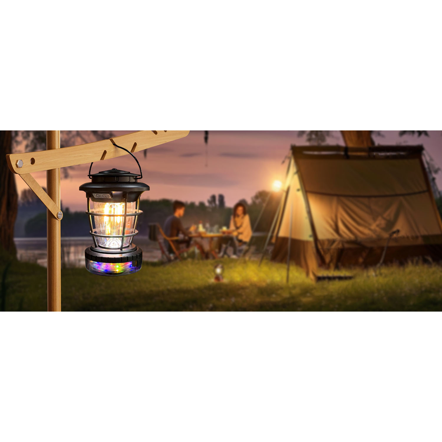 Lantern with Strip Light - Black Image 4