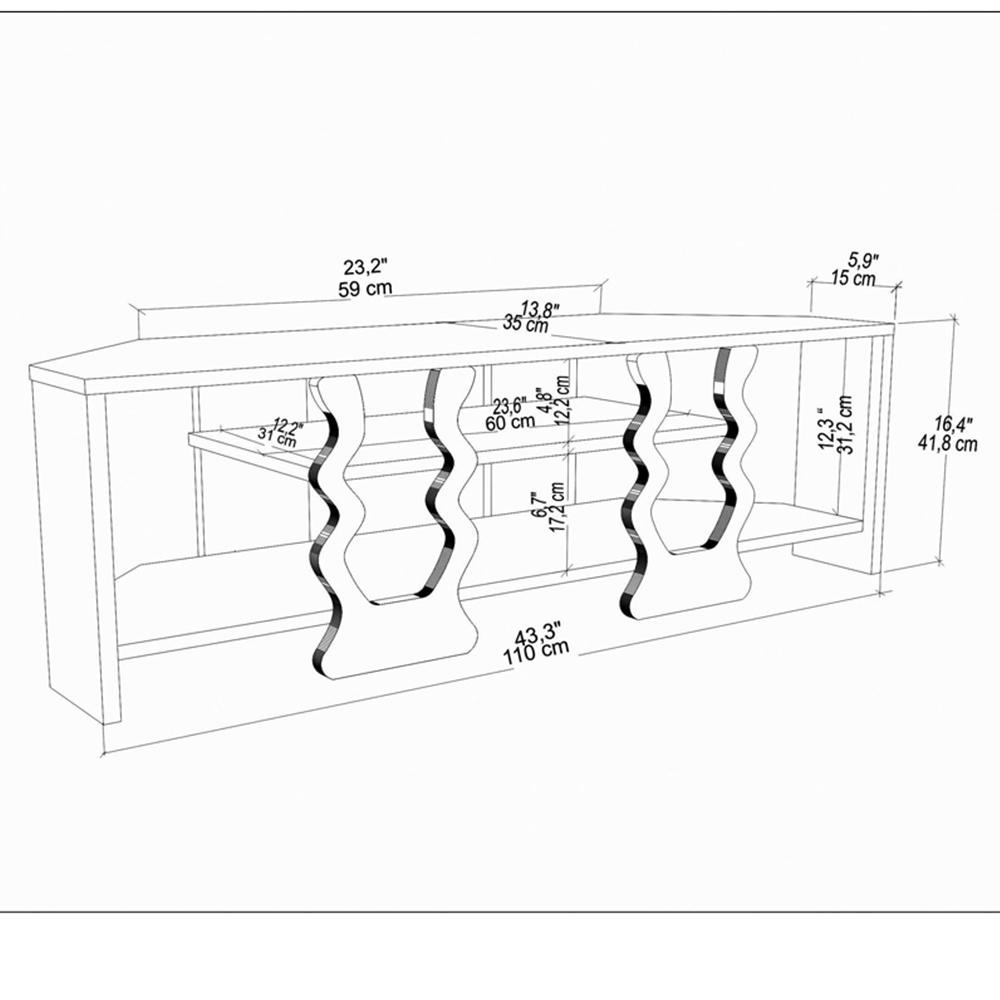 Decorotika Firal 2 Shelf Oud Oak And Black Corner TV Unit Image 5
