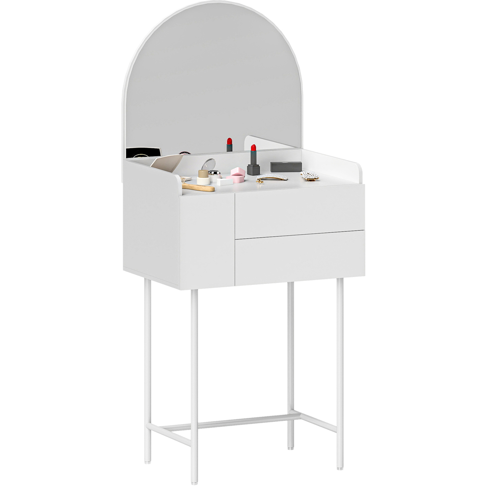 Portland 3 Drawer White Makeup Dressing Table with Mirror Image 2