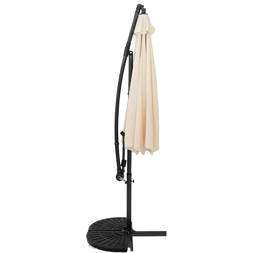 MonsterShop Cream Cantilever Parasol with Half Fan Base 3m Image 3