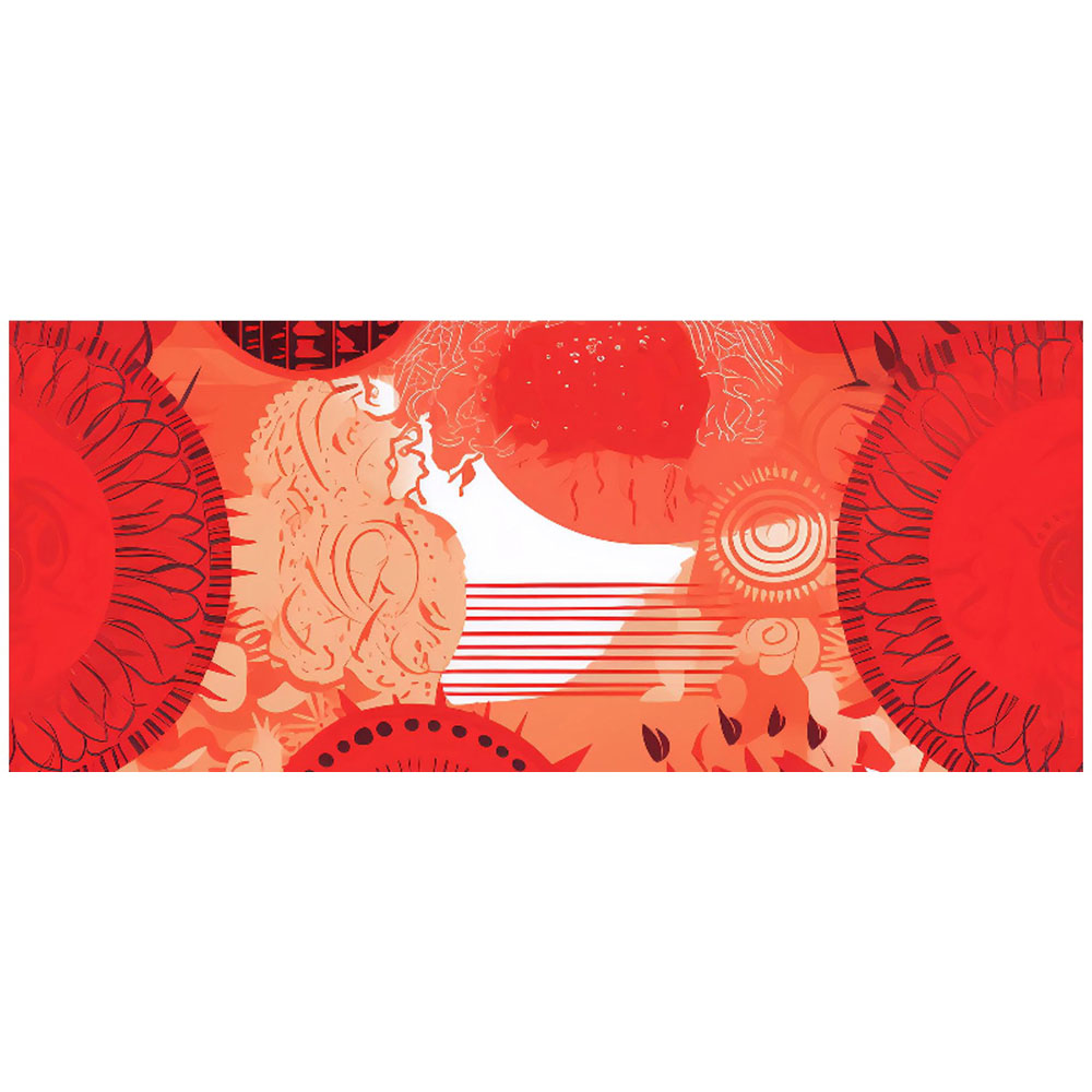 Warren Reed Designer Abstract Red Sun pattern Glass Bathroom Splashback 25 x 60cm Image 2