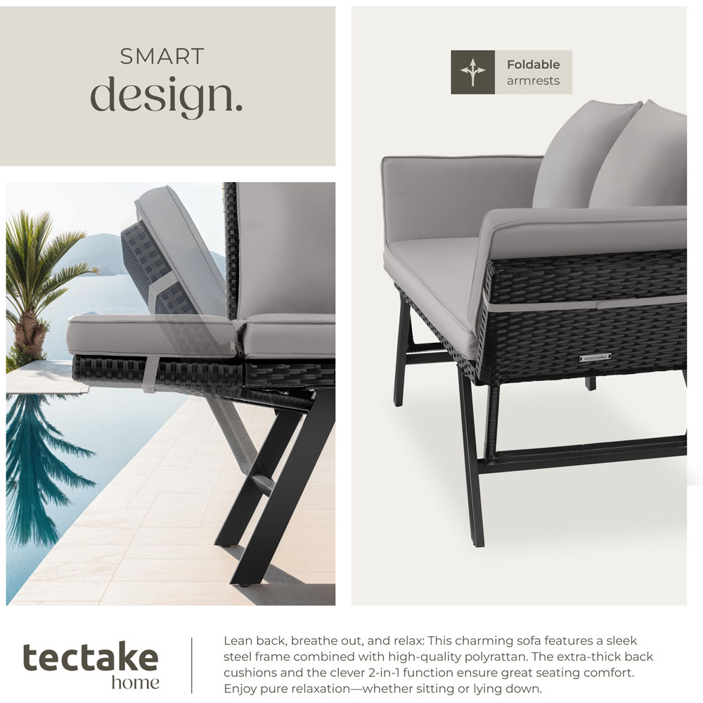 tectake Sintra 2 Seater Light Grey and Black Garden Sofa Image 4