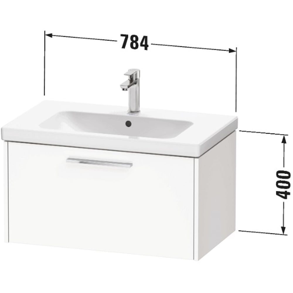 Duravit D-Code Single Drawer Fjord Green Wall Hung Vanity Unit 784 x 460mm Image 2