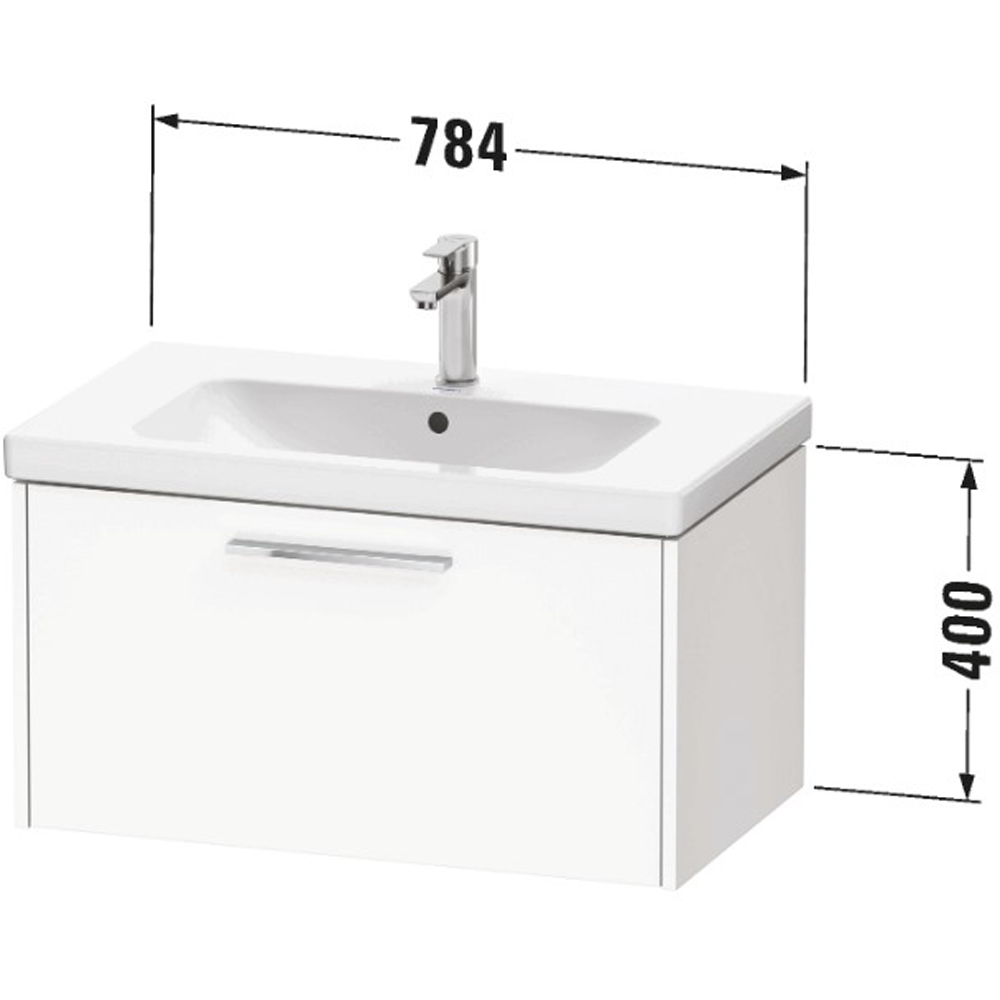 Duravit D-Code Single Drawer Gloss White Wall Hung Vanity Unit 784 x 460mm Image 2