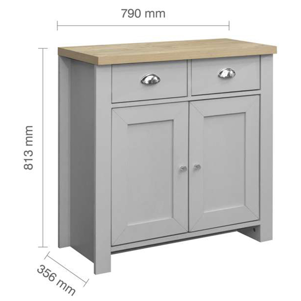 Highgate 2 Door 2 Drawer Grey and Oak Sideboard Image 6