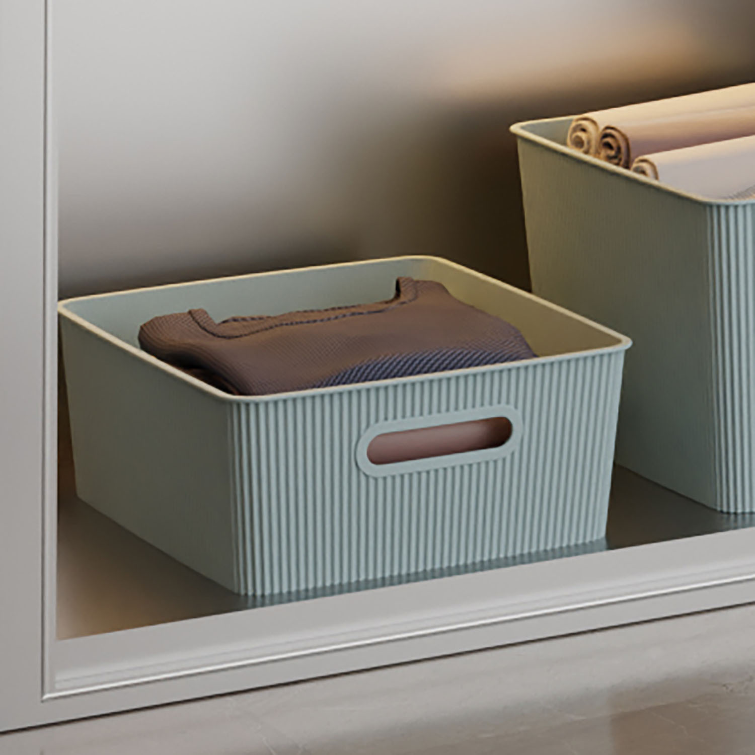 My Home Ribbed Storage Basket - Slate / Medium Image 3