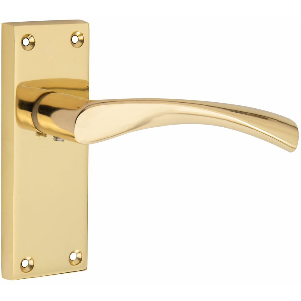 Golden Grace Gold Polished Brass Victorian Scroll Astrid Latch Door Handle 120 x 40mm Image 3