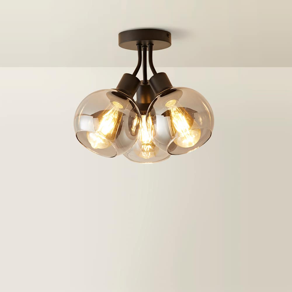 ValueLights Bellamy Matte Black Bubble Cluster Flush Ceiling Light and Bulbs Image 3