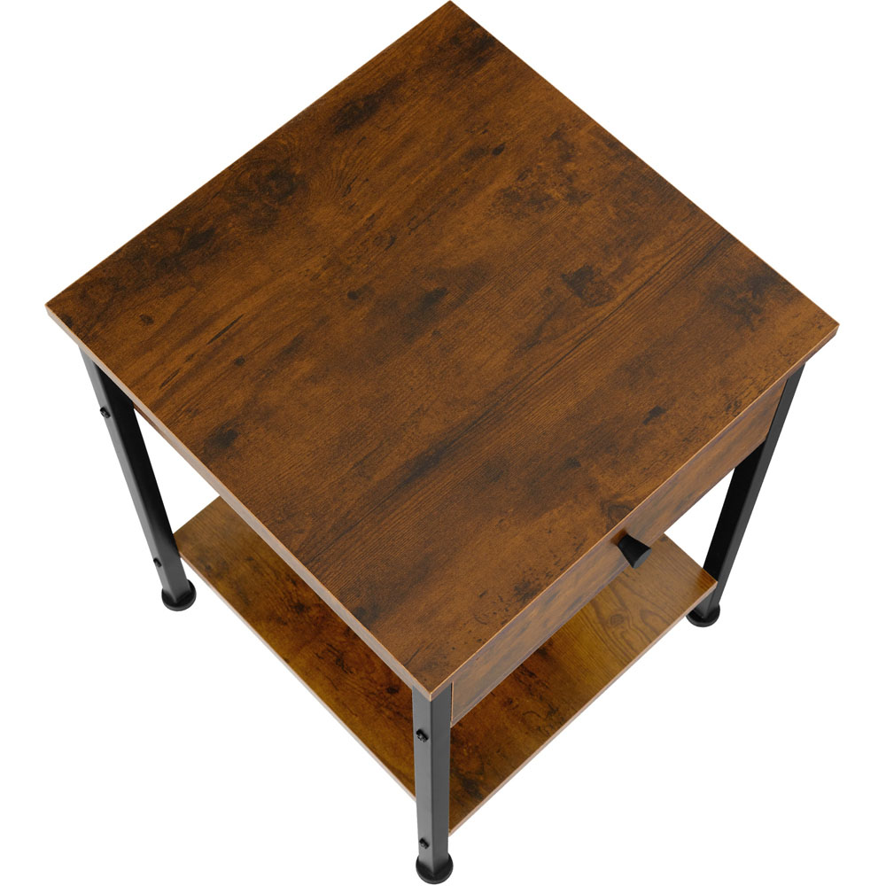 tectake Bradford Single Drawer Dark Wood Bedside Table Image 4