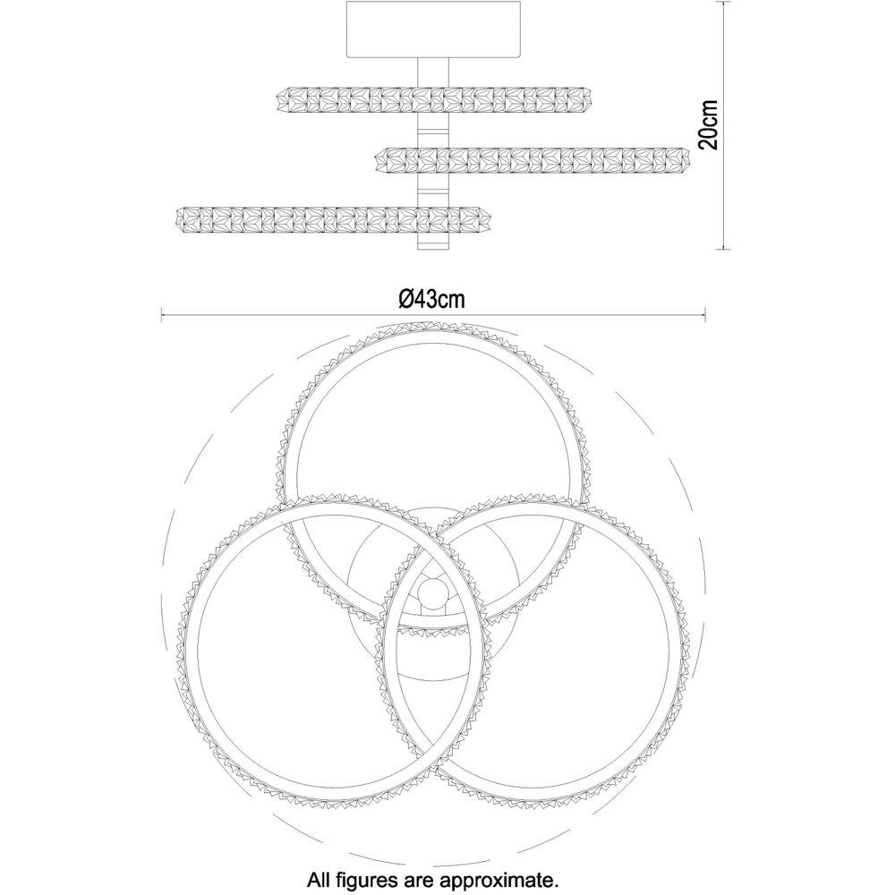 Cosylyte Cowen 3 Ring Chrome Beaded LED Ceiling Light Image 7
