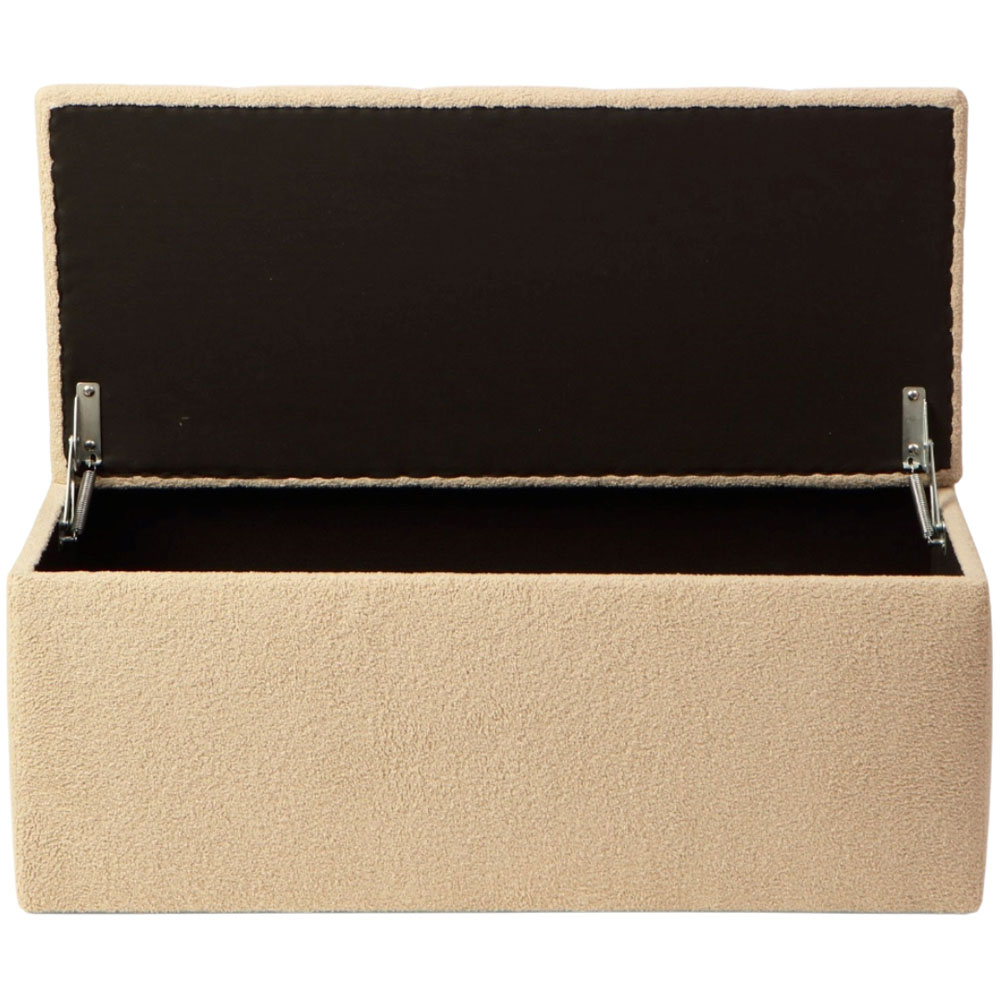 Desser Furniture Small Rectangular Latte Boucle Fabric Storage Ottoman Image 3