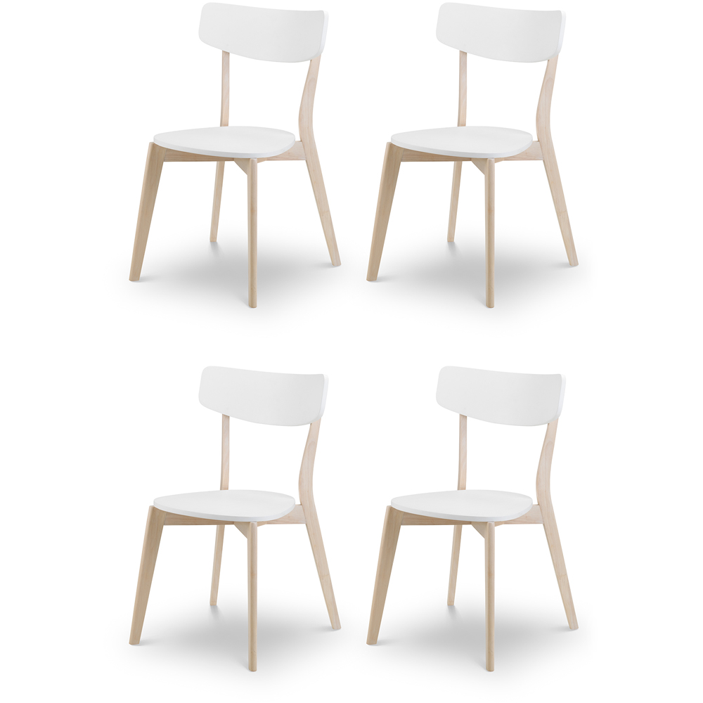 Julian Bowen Casa Set of 4 White and Oak Dining Chair Image 2