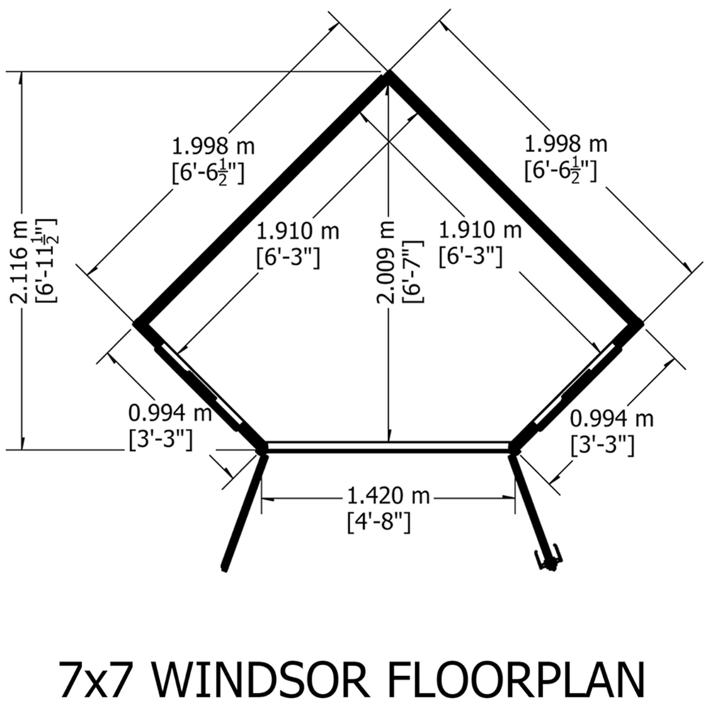 Shire Windsor 7 x 7ft Double Door Shiplap Pent Summerhouse Image 7