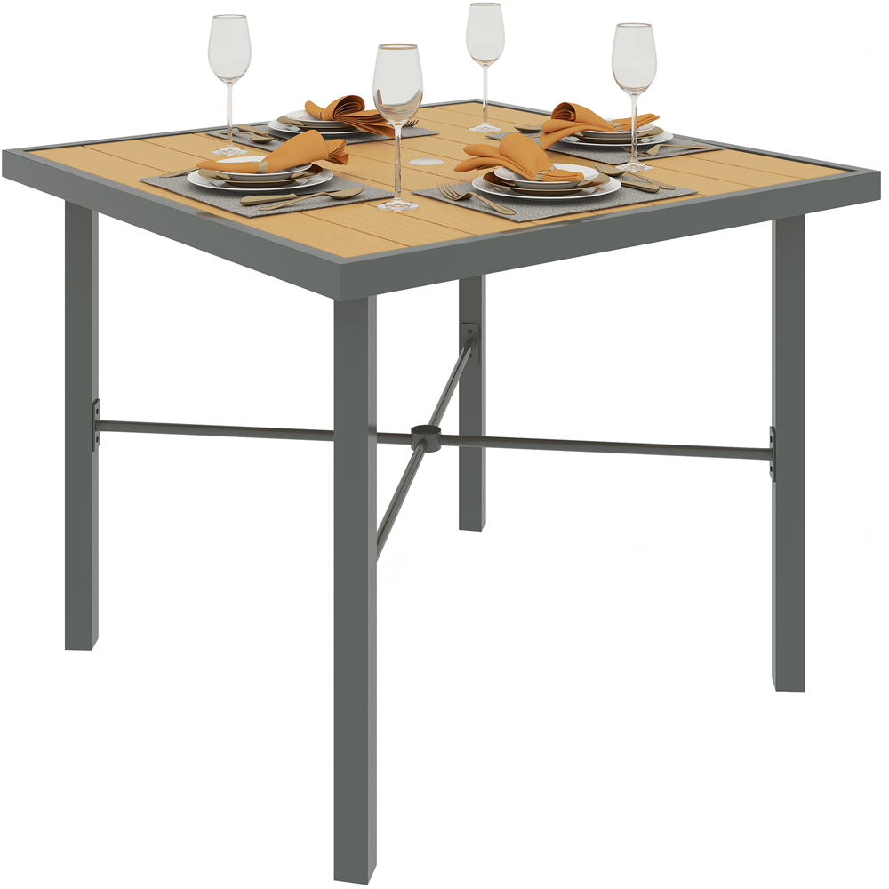 Outsunny 4 Seater Square Garden Dining Table with Umbrella Hole Image 2