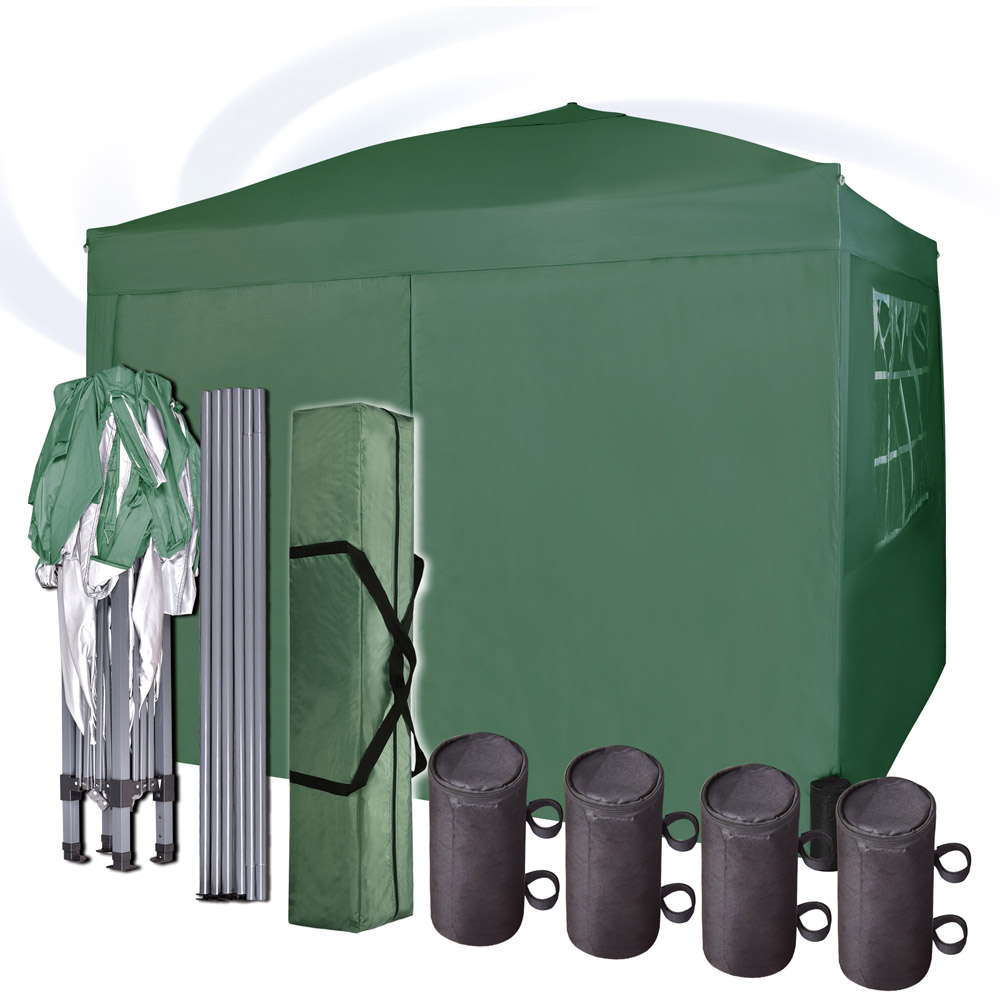 Green Pop Up Outdoor Canopy Tent with Removable Sidewalls 3 x 3m Image 4
