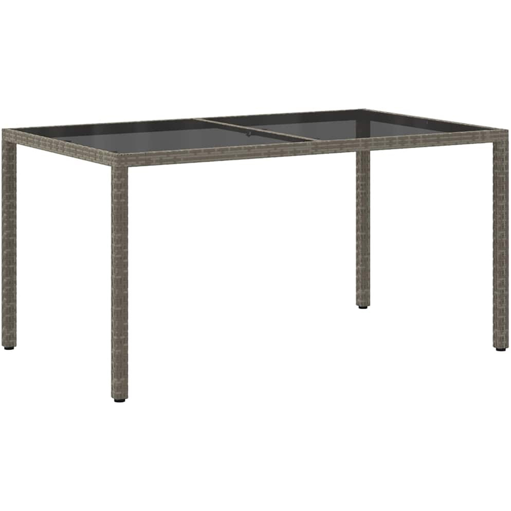 Walplus 6 Seater Grey Poly Rattan Tempered Glass Steel Garden Table Image 5