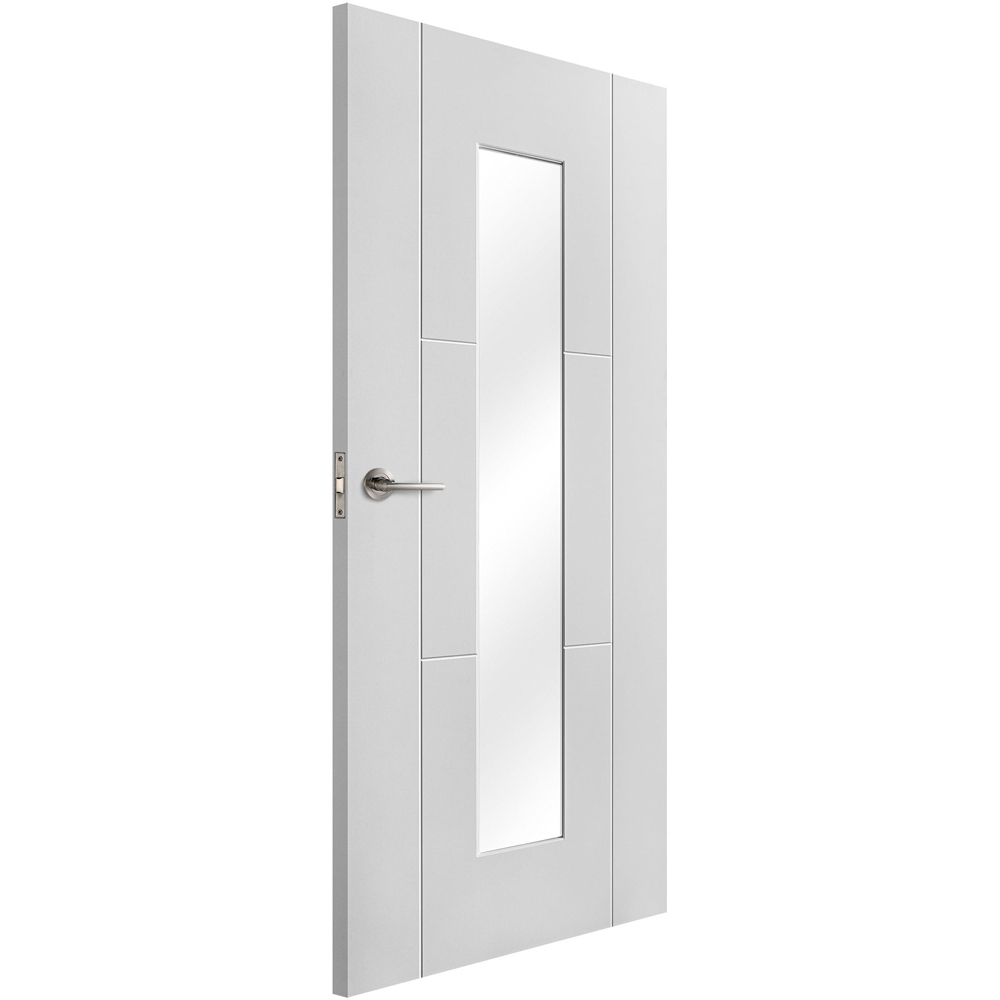 Trent White Primed 3 Panel 1 Light Clear Glass Internal Door 1981 x 686 x 35mm Image 3