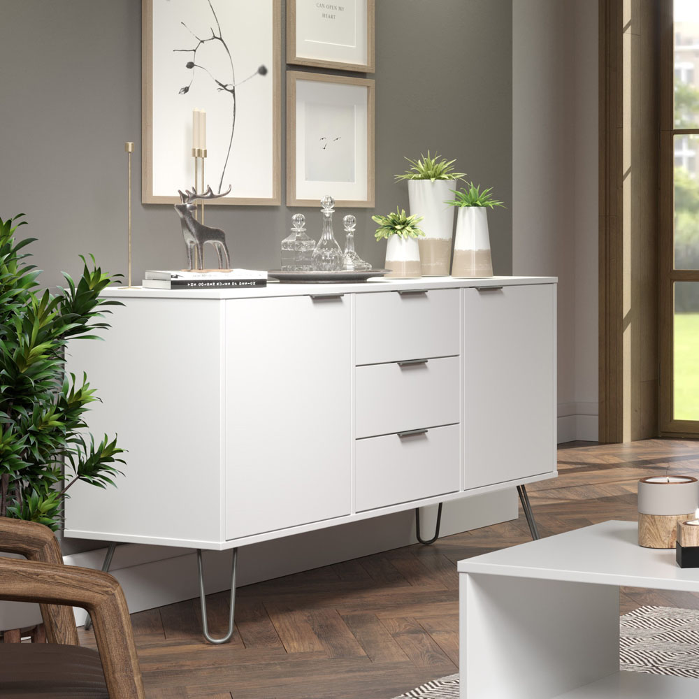 Core Products Augusta White 2 Door 3 Drawer Medium Sideboard Image 7