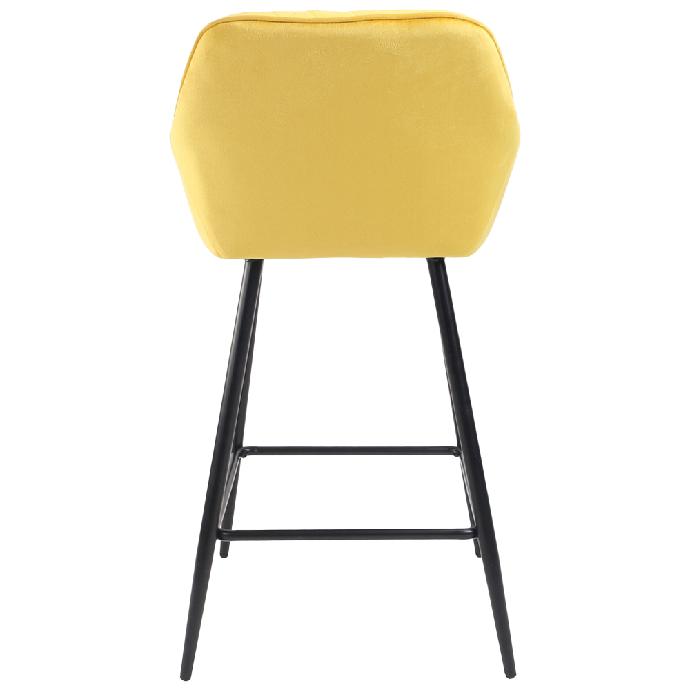 Neo Yellow Crushed Velvet Diamond Quilted Bar Stool Set of 2 Image 6