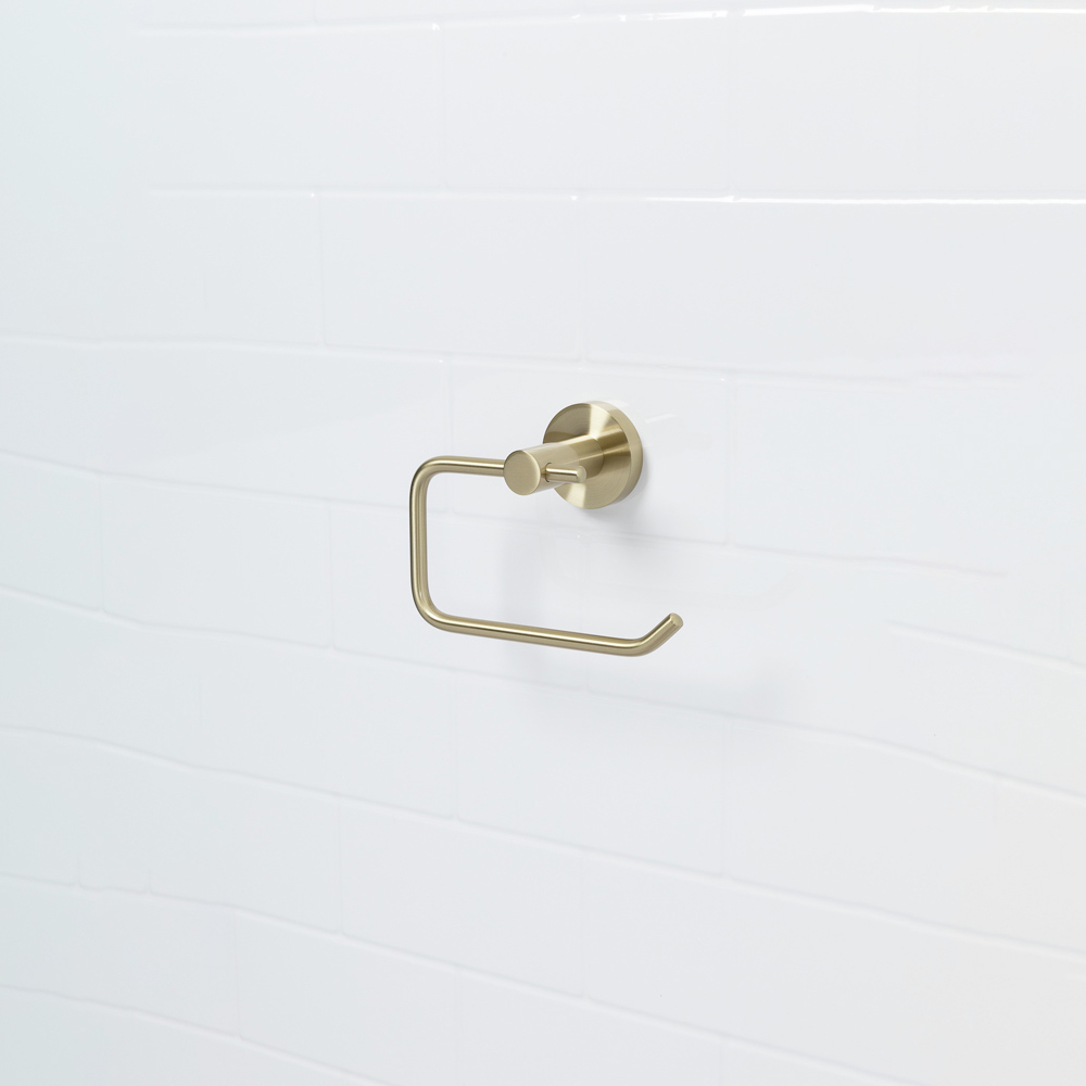 Bristan Solid Brass Brushed Brass Wall Mounted Round Toilet Roll Holder Image 2