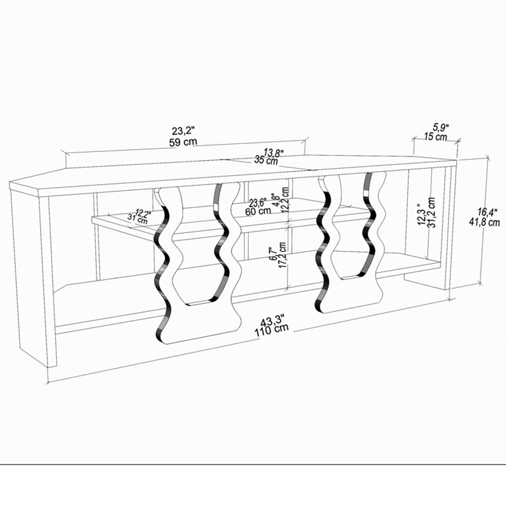 Decorotika Firal 2 Shelf Oak and White Corner TV Unit Image 7