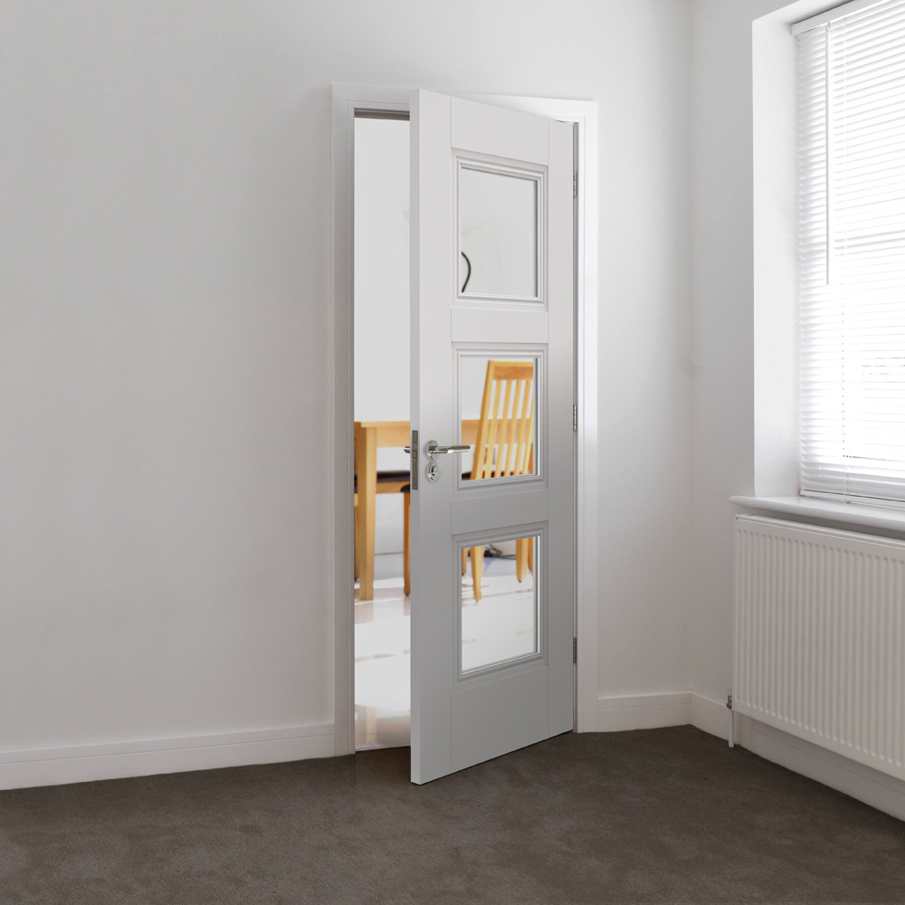 JB Kind Catton White Primed Glazed Internal Door 1981 x 610mm Image 2