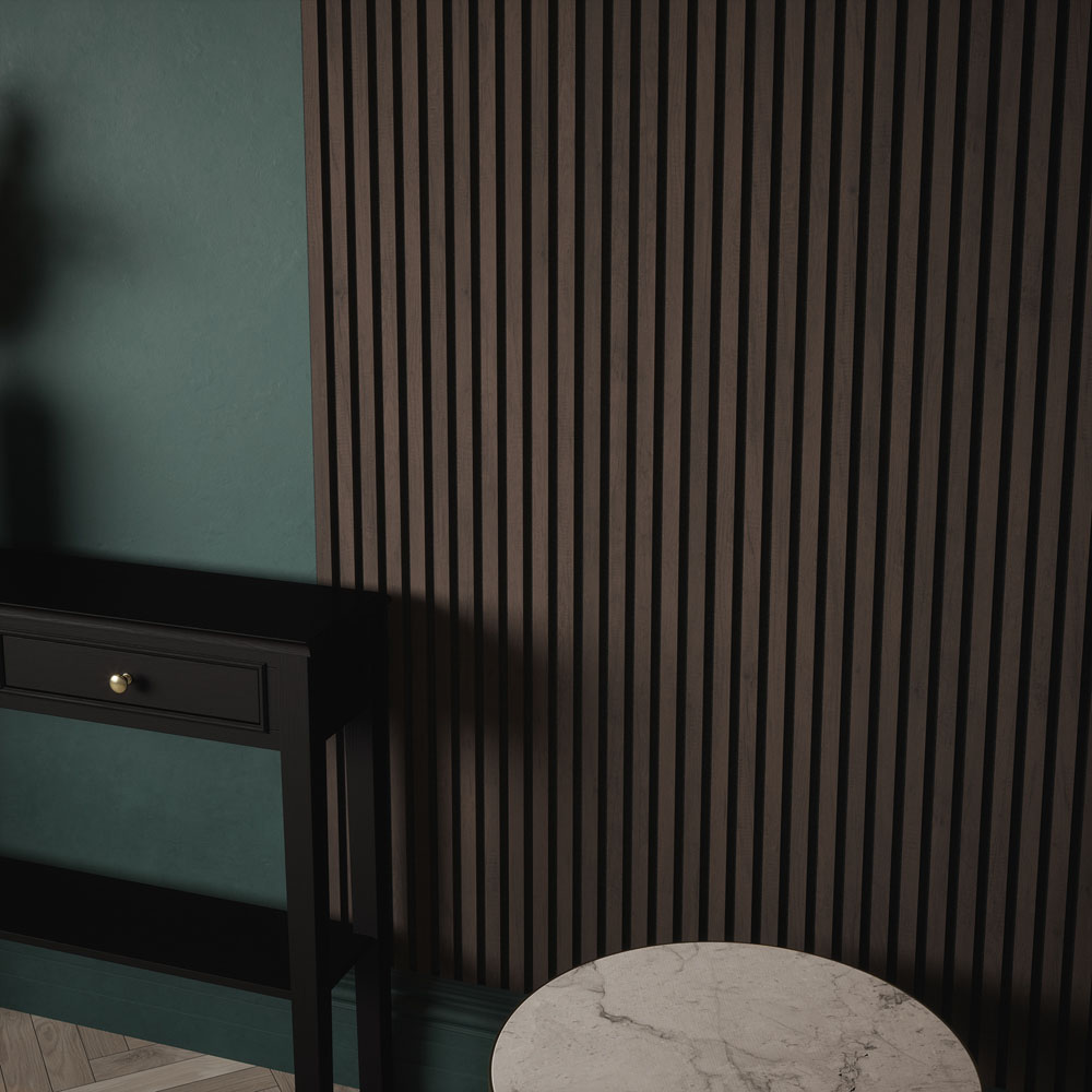 Kraus Easy Living Dark Oak Acoustic Slat Wall Panel 240 x 60cm Image 6