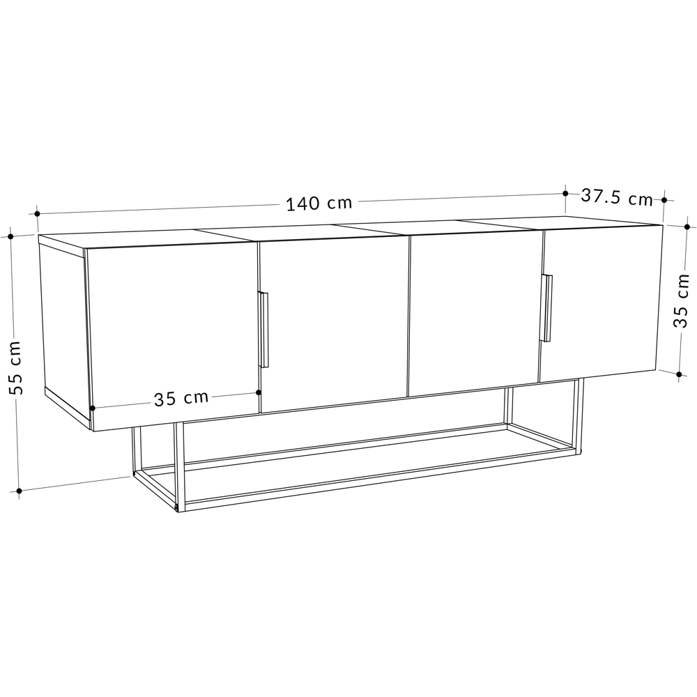 Decortie Tontini 4 Door Oak and White TV Unit Image 6