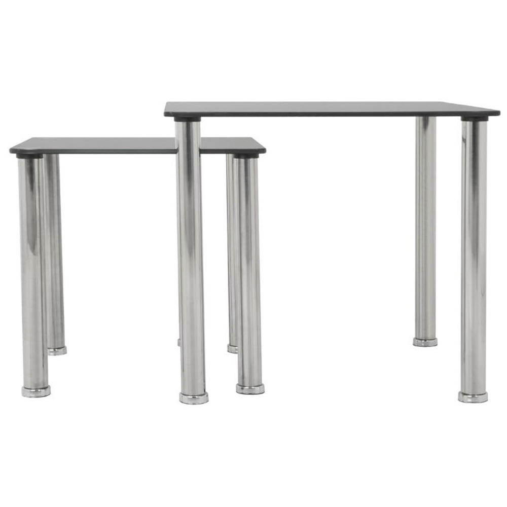 AVF Black Glass and Chrome Nest of Tables Set of 2 Image 3