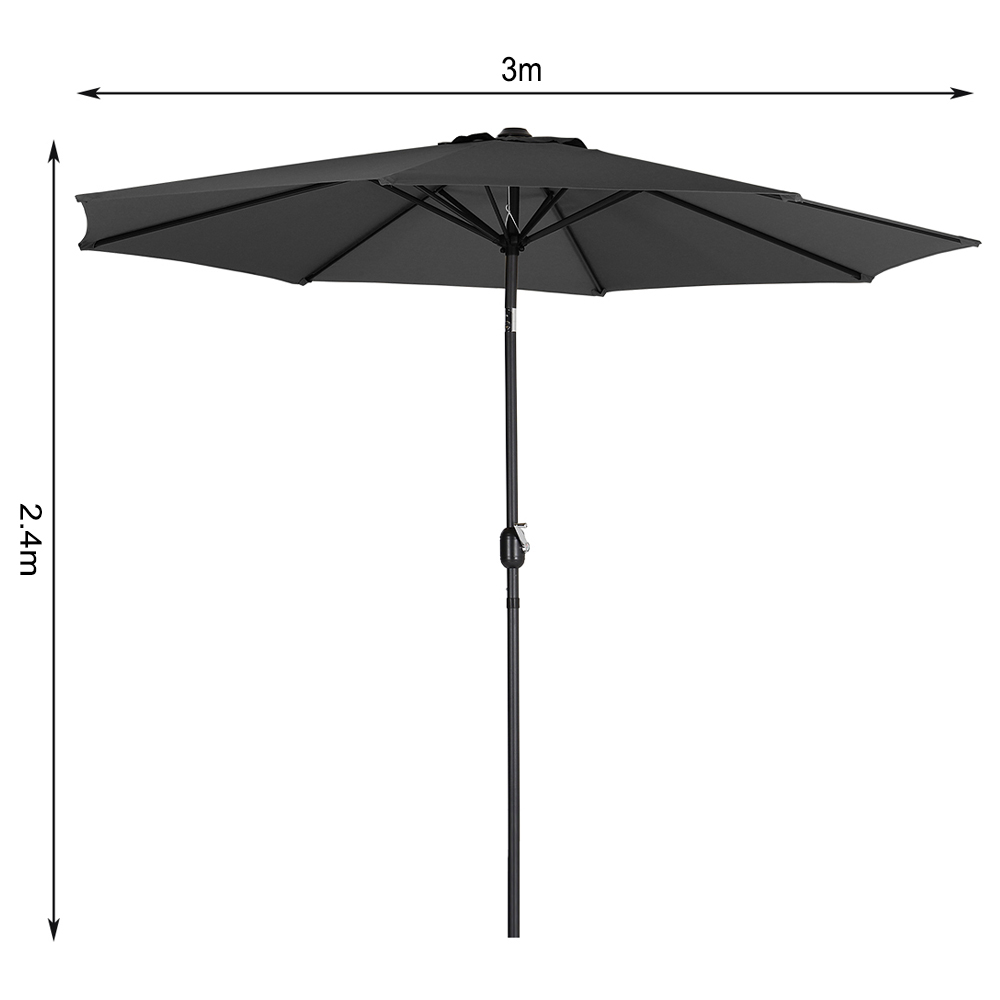 Living and Home Black Round Crank Tilt Parasol 3m Image 9