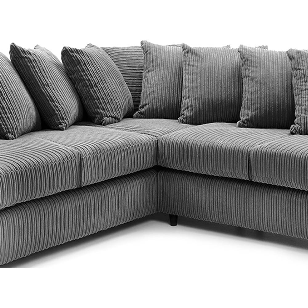 Luxor 5 Seater Grey Jumbo Cord Scatter Back L Shaped Corner Sofa Set Image 4
