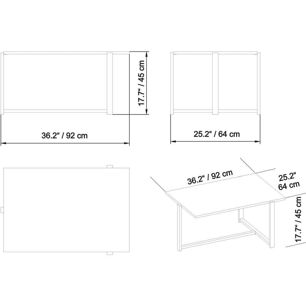 Decorotika Merideths Walnut and Black Metal Coffee Table Image 6