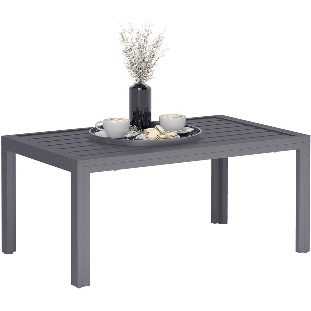 Outsunny Grey Steel Frame and Slat Top Side Table Image 2