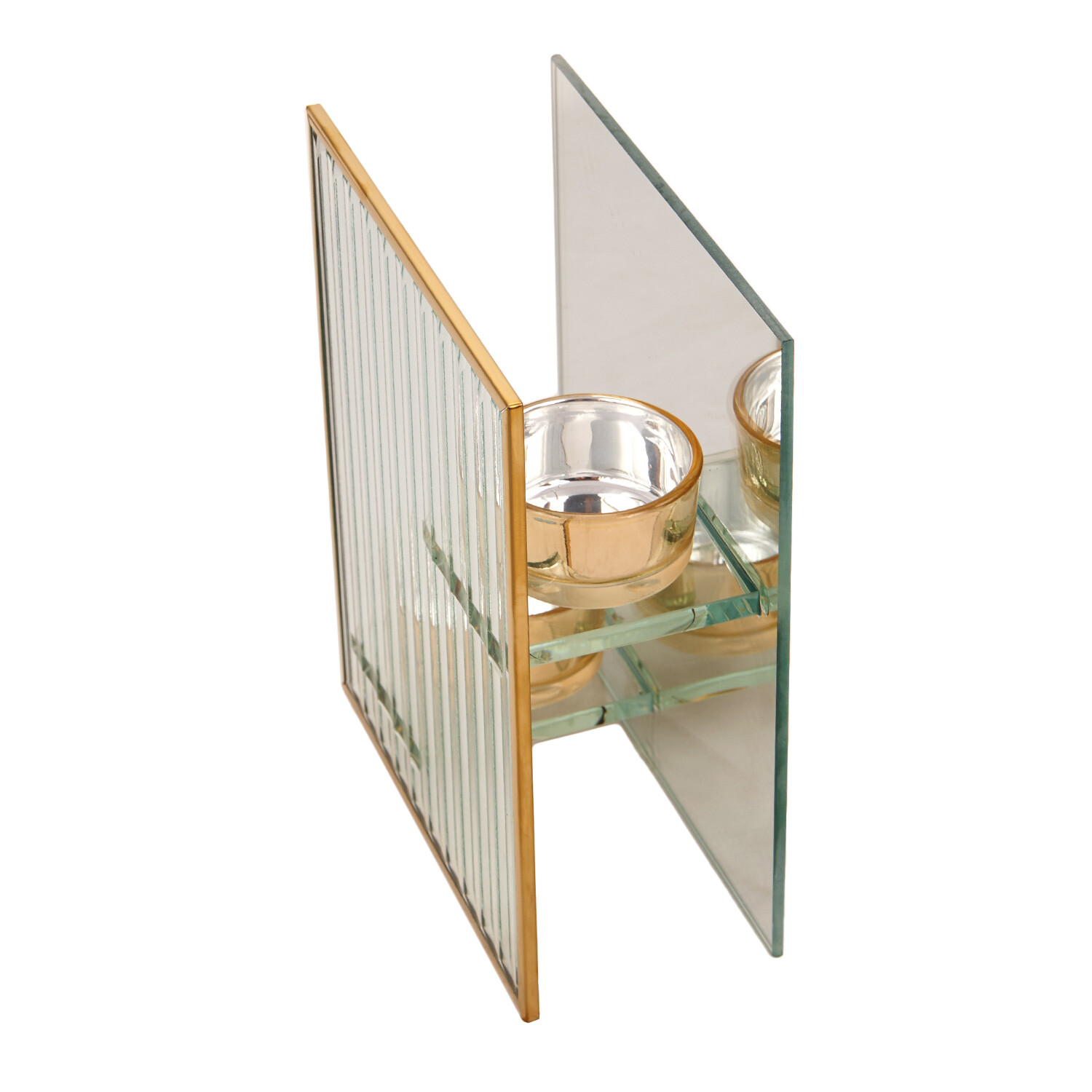 Gold Metal Double Tealight Holder Image 4