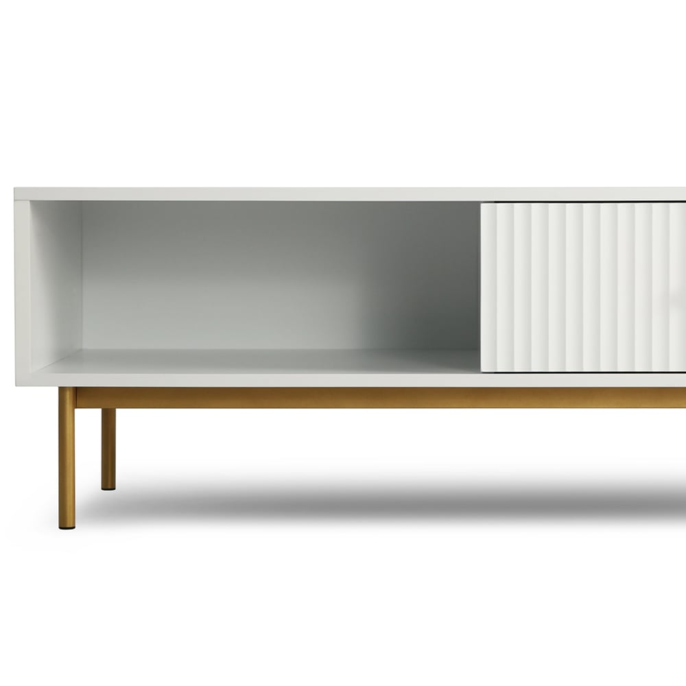 Devon Single Drawer Single Shelf White Coffee Table Image 3