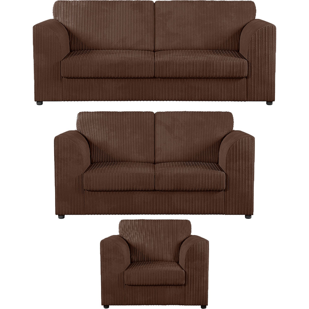 Luxor 6 Seater Chocolate Jumbo Cord Full Back Sofa Suite Image 2